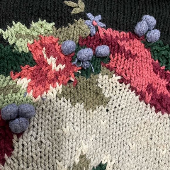 Vintage Susan Bristol 1994 Christmas Wreath Polkadot Ugly Sweater Black Large - Picture 8 of 11